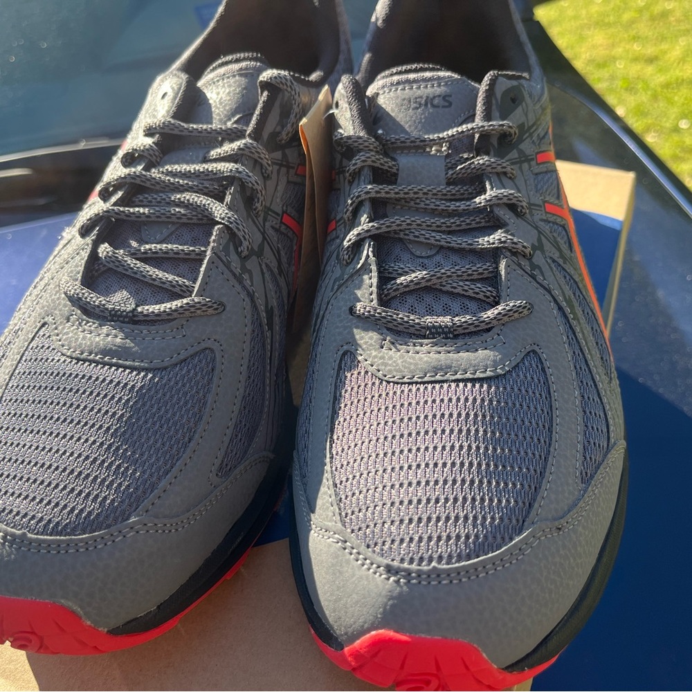 ASICS Gray and Red Running Shoes